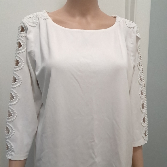 Talbots White Blouse with Lace Sleeves - Picture 2 of 8